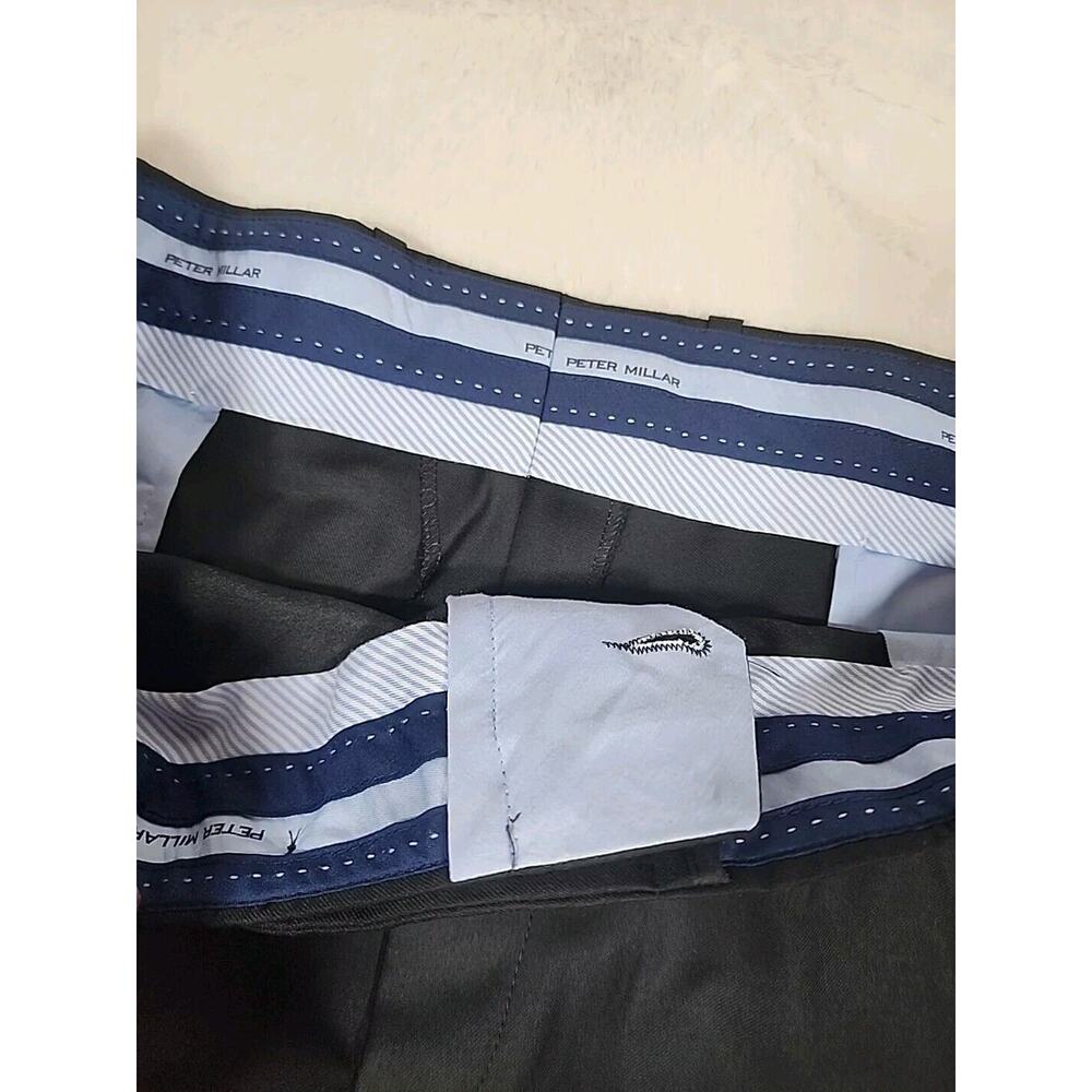 Peter Millar Solid Black Flat Front Suit Pants Si… - image 5